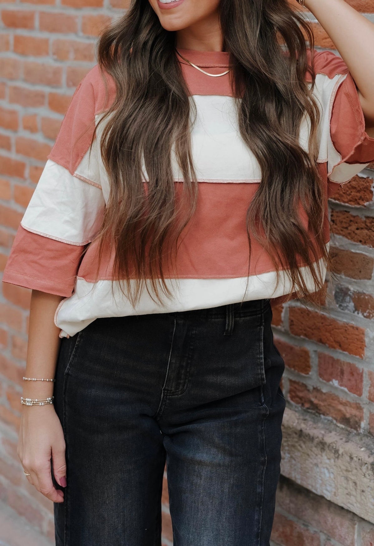 Rust Polly Color Block Top Tee