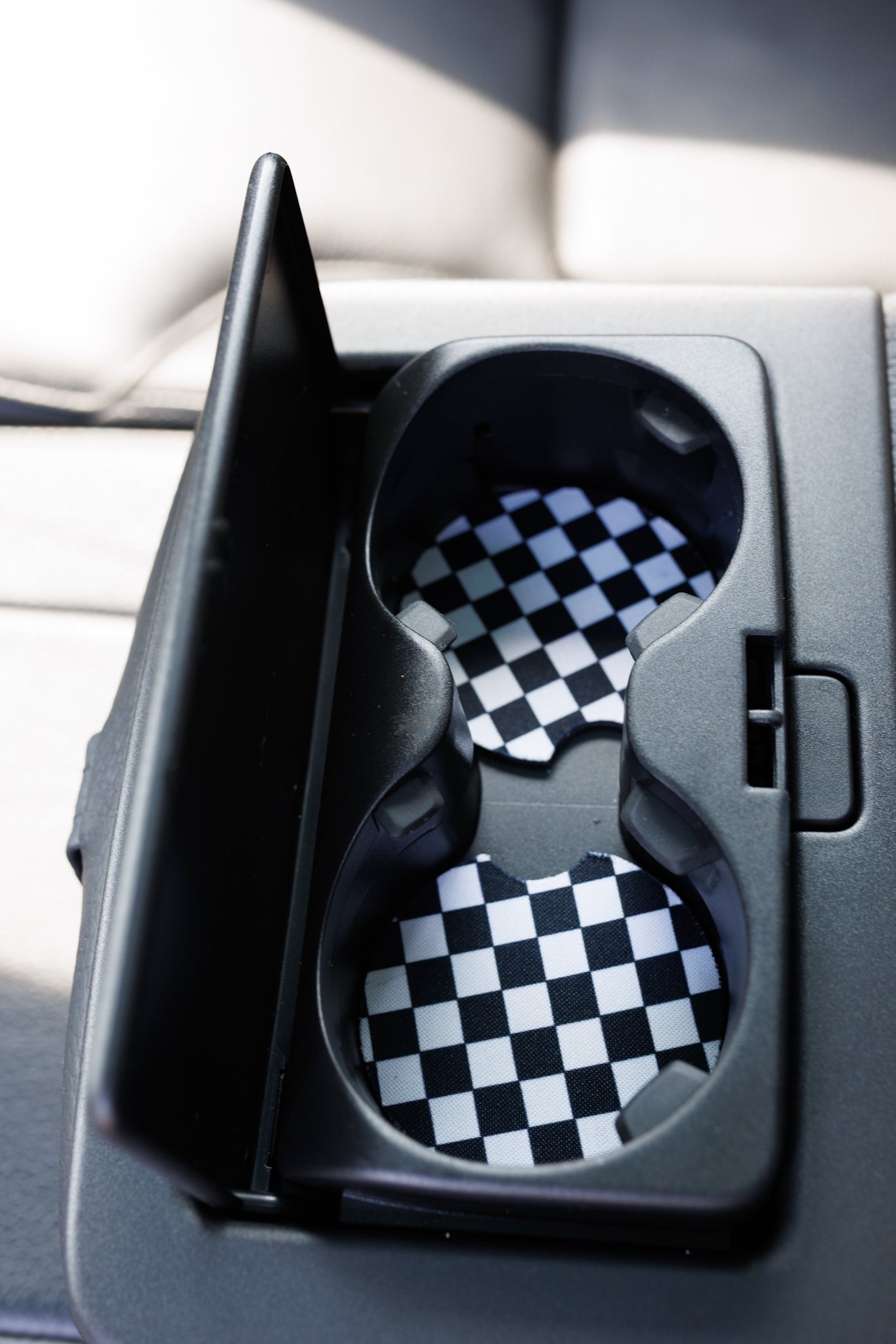 Checkerboard Black & White Car Coasters 2-Pack