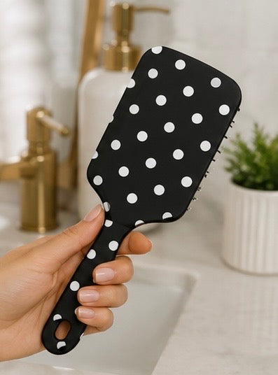 Black Polka Dot Hairbrush