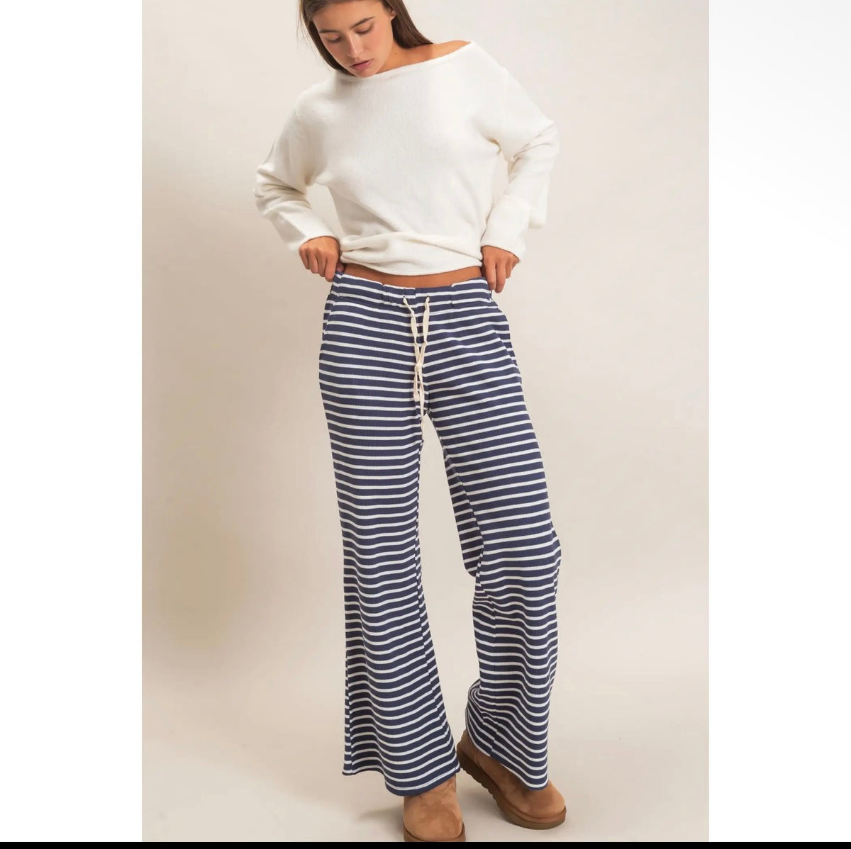 Navy Striped Lounge Pants