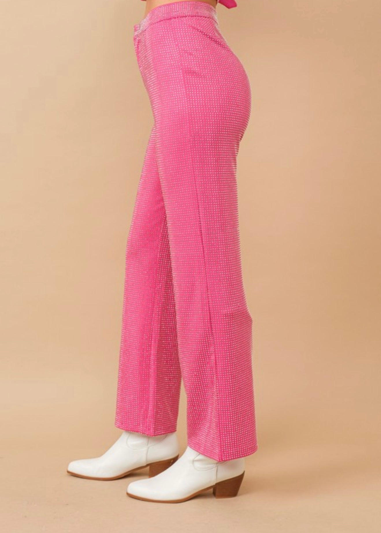 Pink Rhinestone Dress Pants