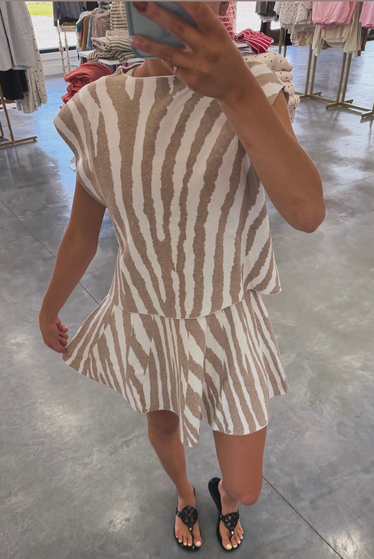 Tiger Print Flared Knit Skirt