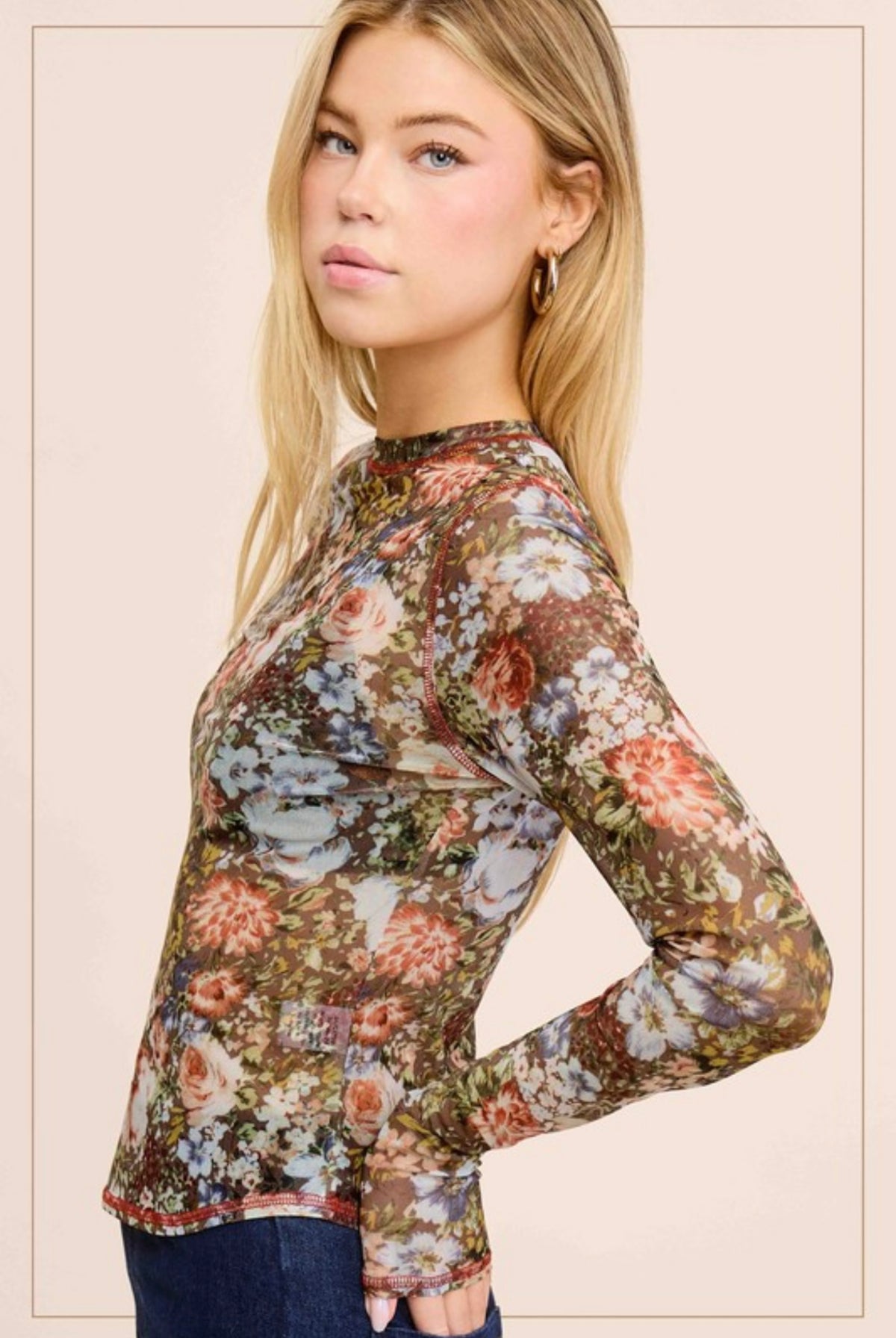 Floral Sheer Mesh Layering Top