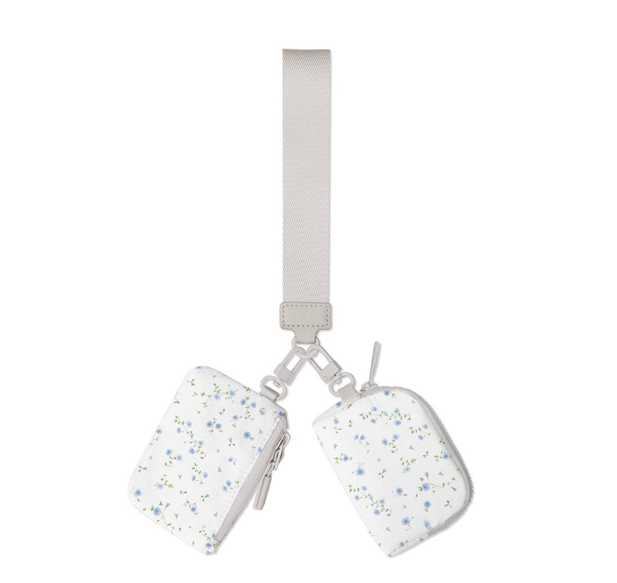 Blue Floral Dual Pouch Wristlet