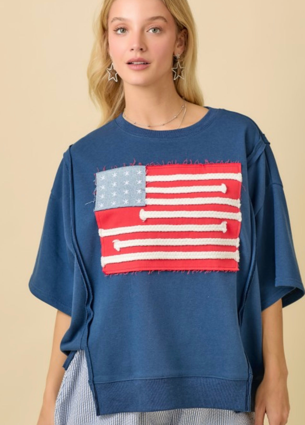 American Flag Patchwork Top