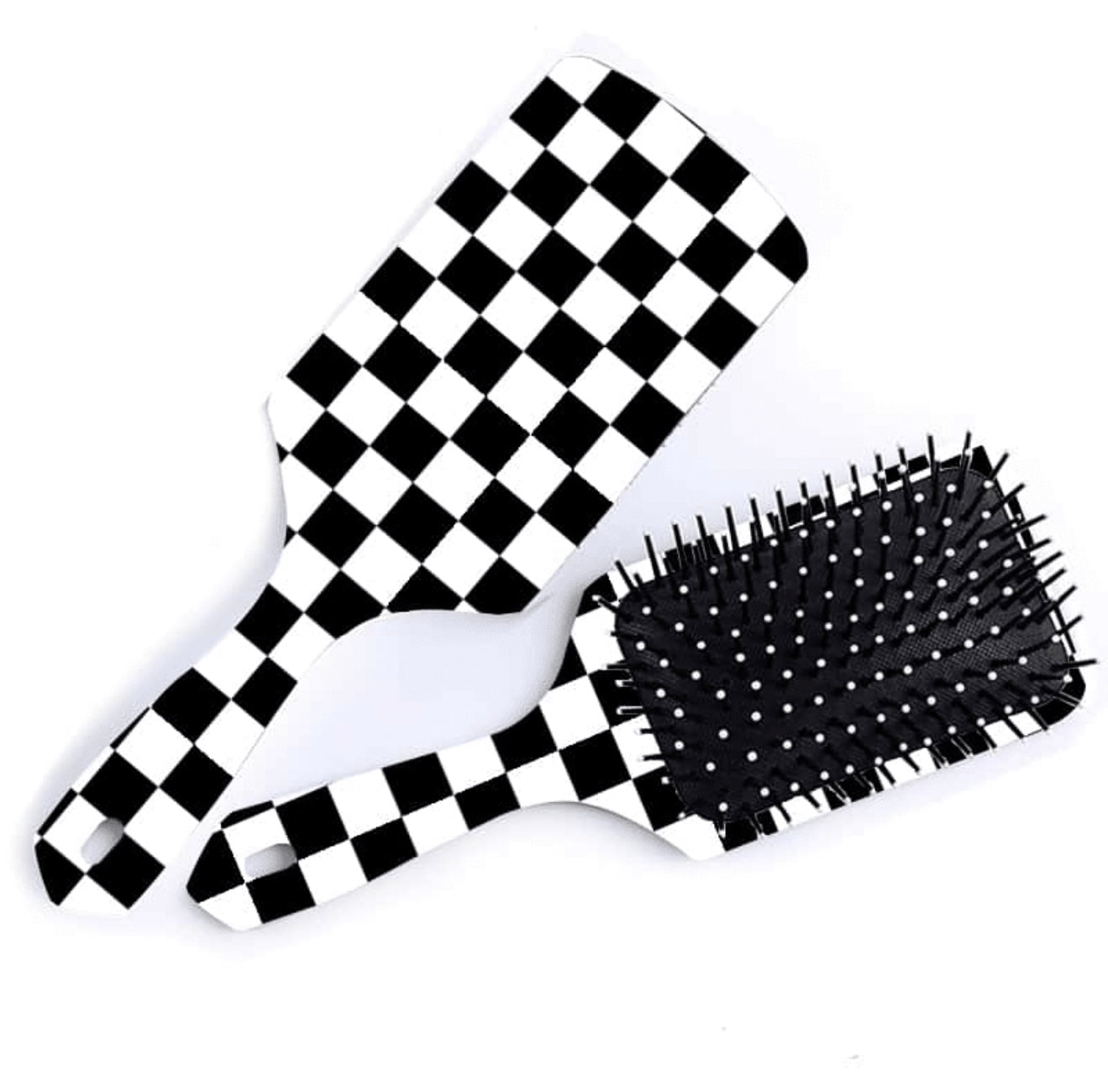 Checkerboard Black & White Hairbrush