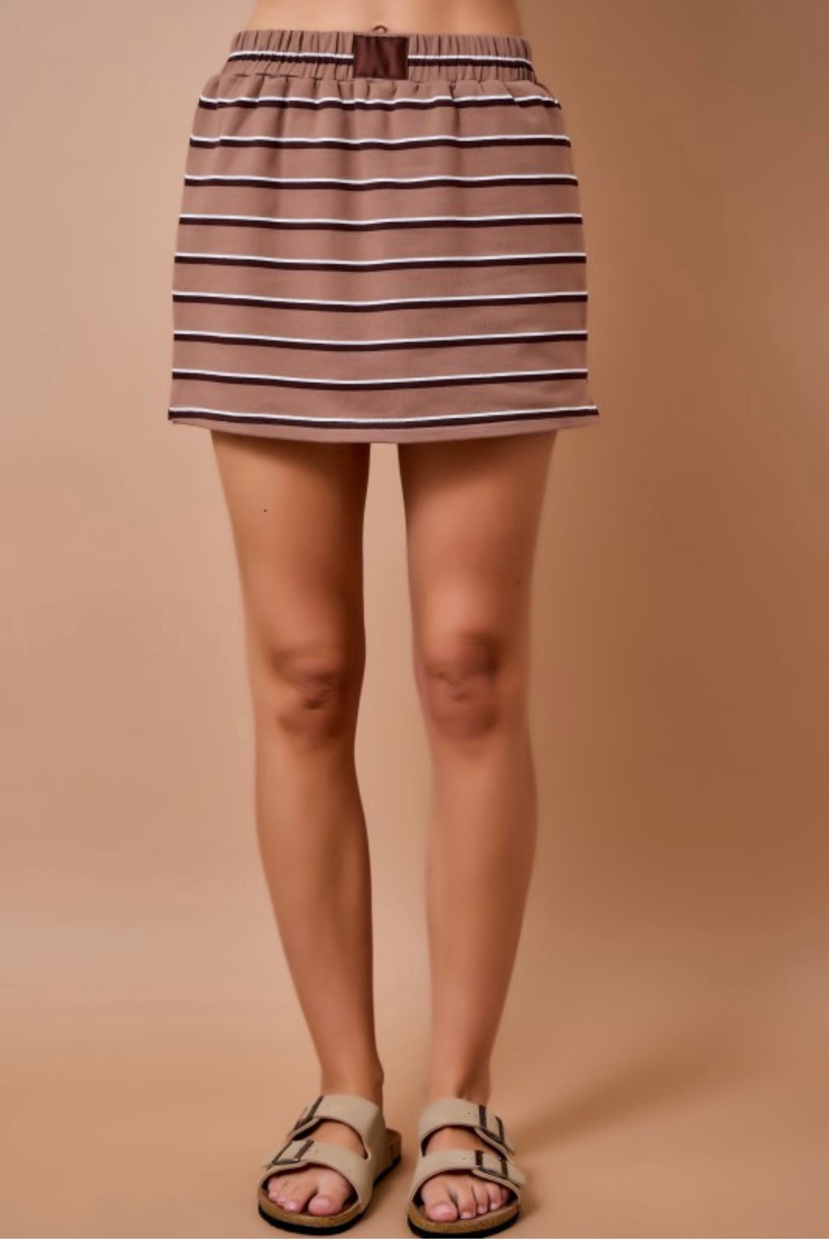 Brown Striped Lounge Mini Skort
