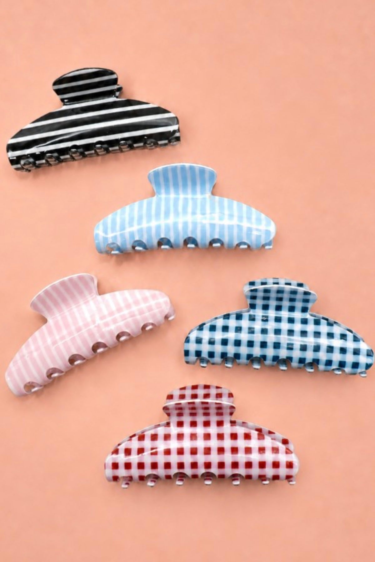 Jumbo Stripe Plaid Claw Clip