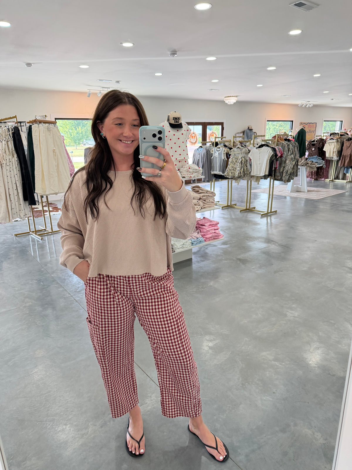 Red Gingham Patch Work Pants