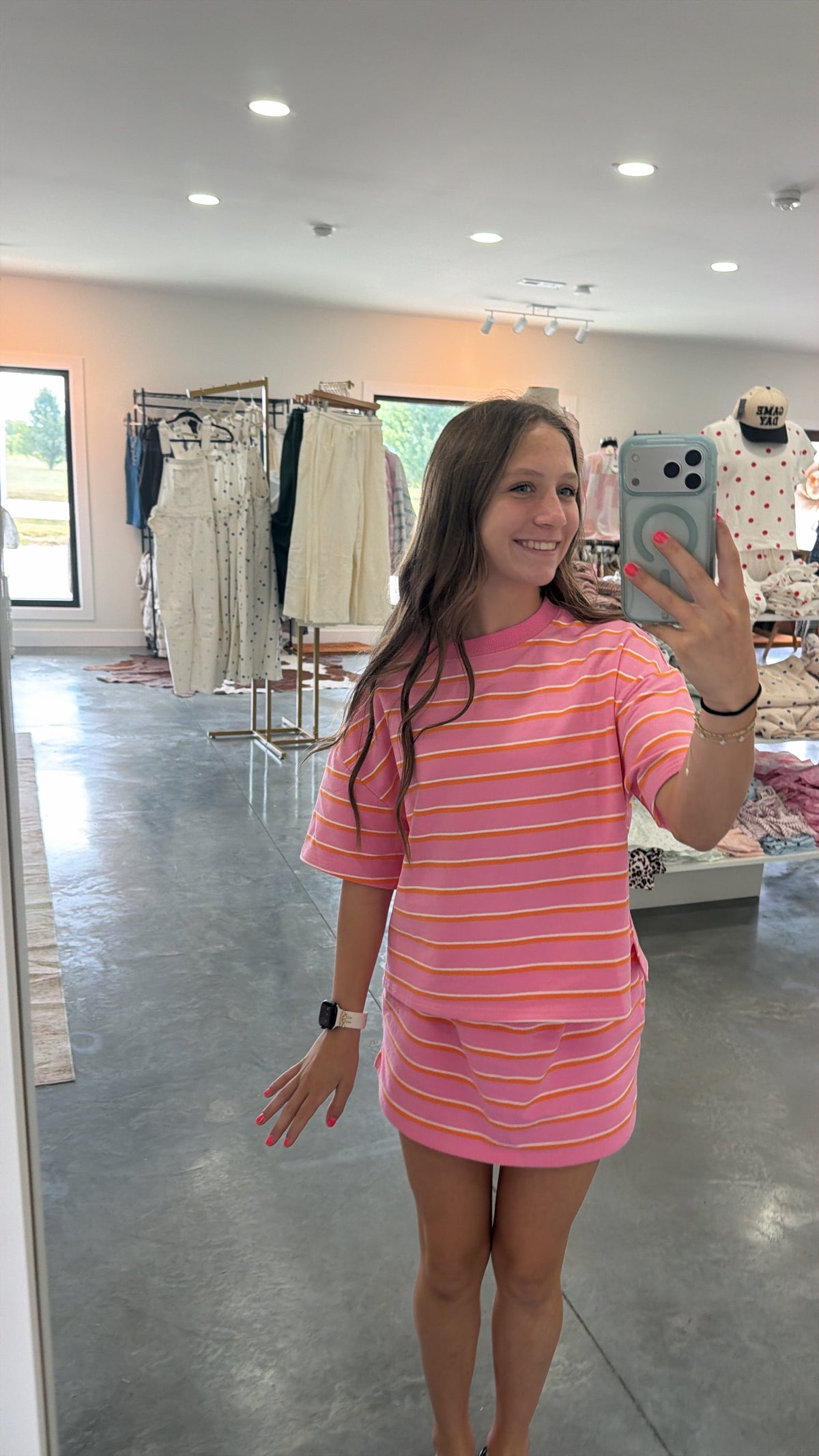 Orange/Pink Striped Boxy Top