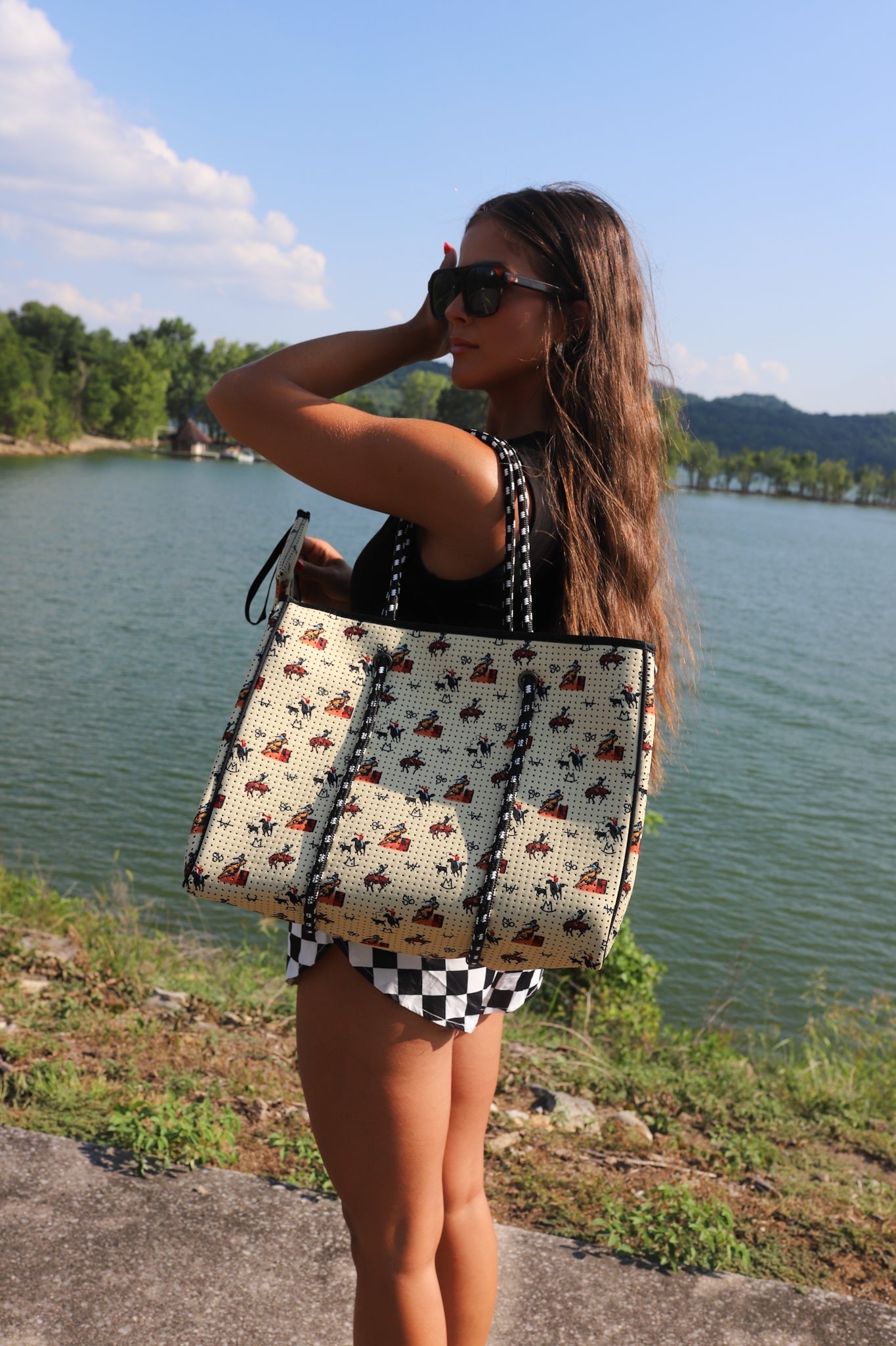 Vintage Cowboy Large Tote Bag