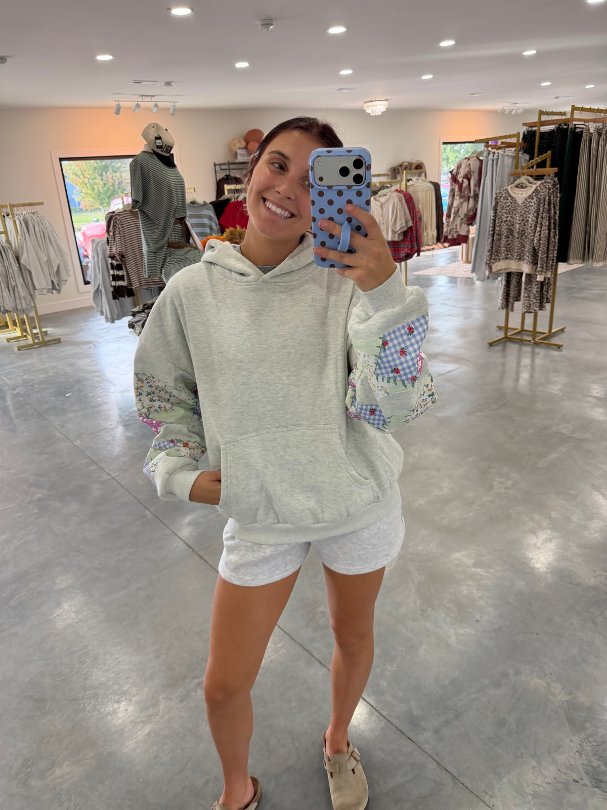 Patchwork Hoodie with Sleeve Detail