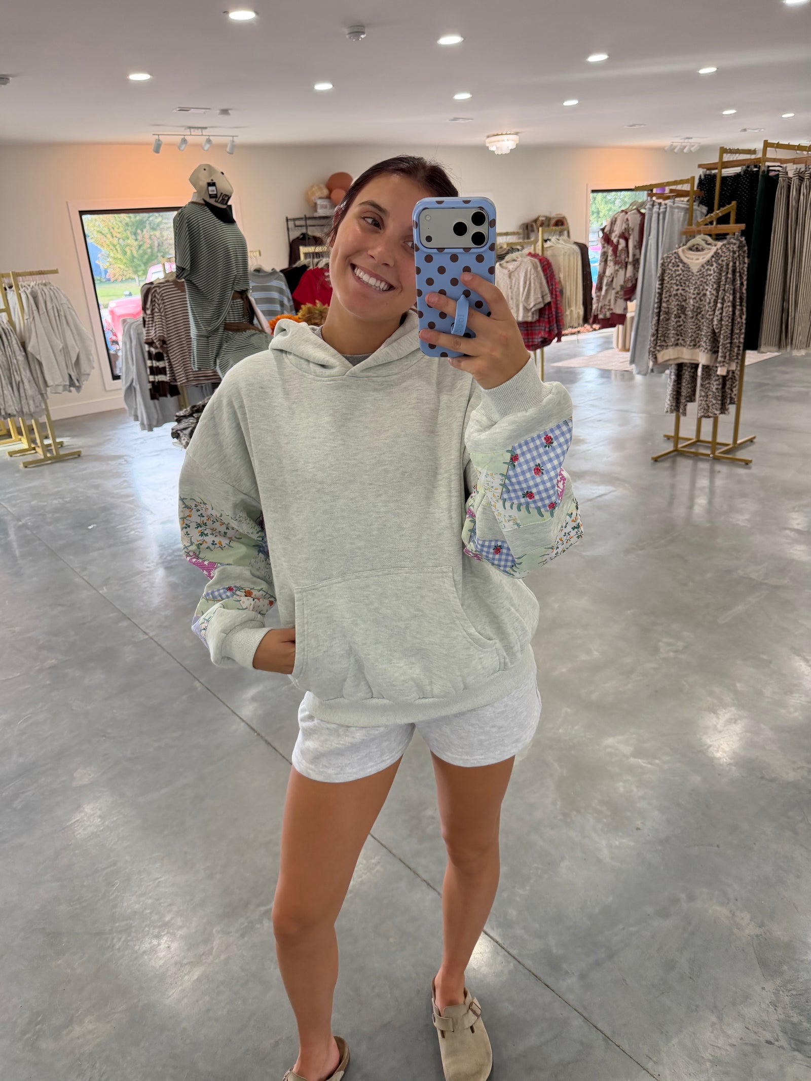 Patchwork Hoodie with Sleeve Detail