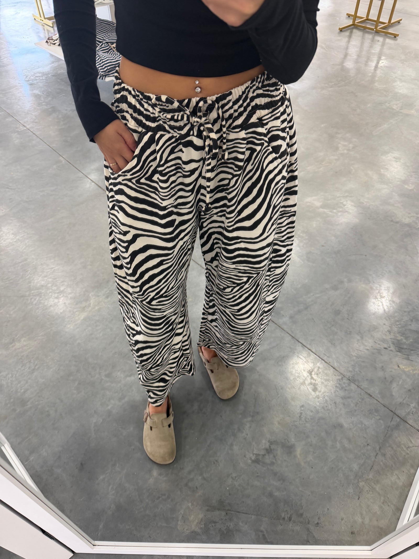 Zebra Pull On Barrel Pants