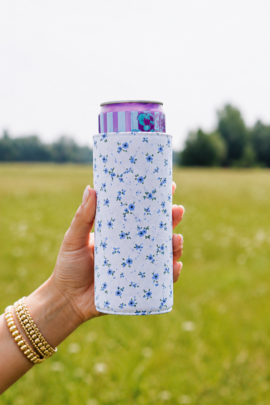 Blue Floral Tall Coozie 2-Pack