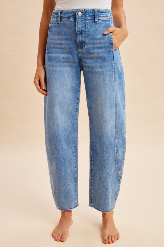 Stretch Barrel Leg Tapered Jeans indigo