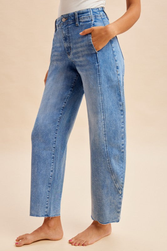 Stretch Barrel Leg Tapered Jeans indigo