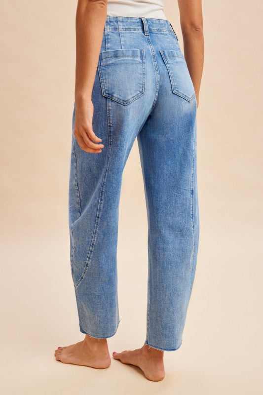 Stretch Barrel Leg Tapered Jeans indigo