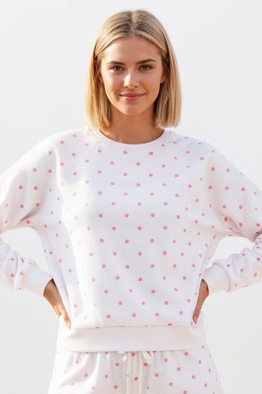 Polka Dot Crew Neck Sweatshirt ivory