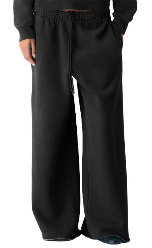 Mid Rise Sweatpants Raw Hem blk