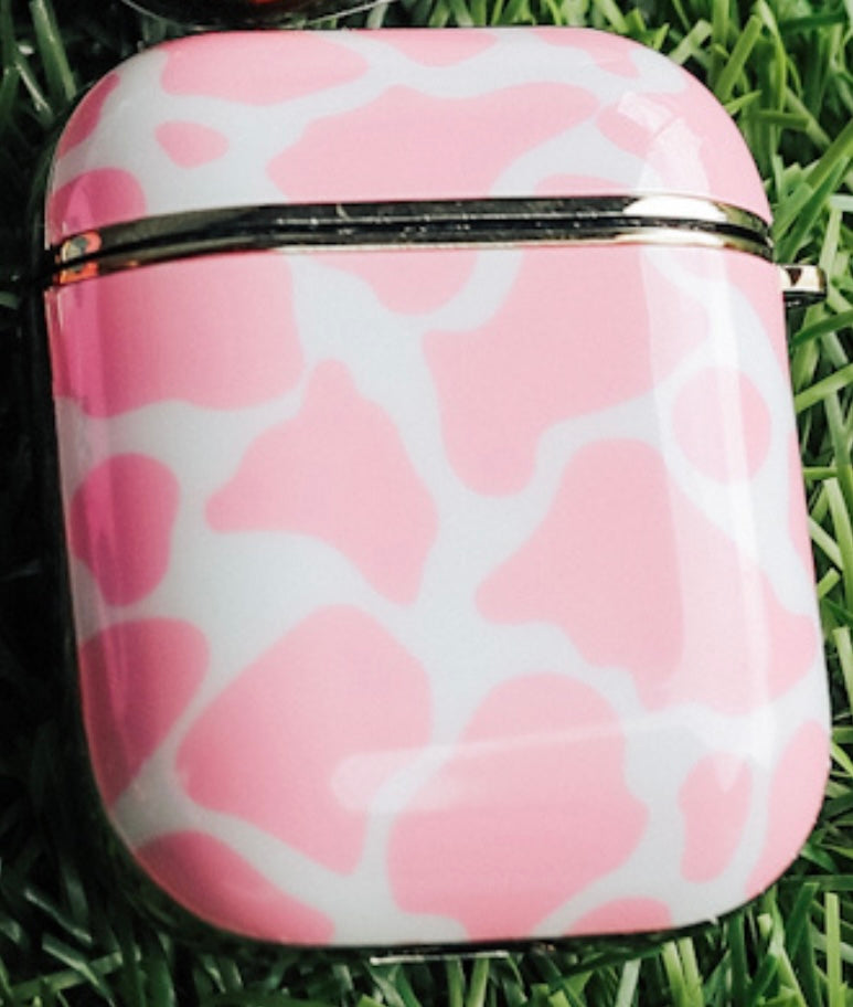 Pink Cowhide Air Pod Case