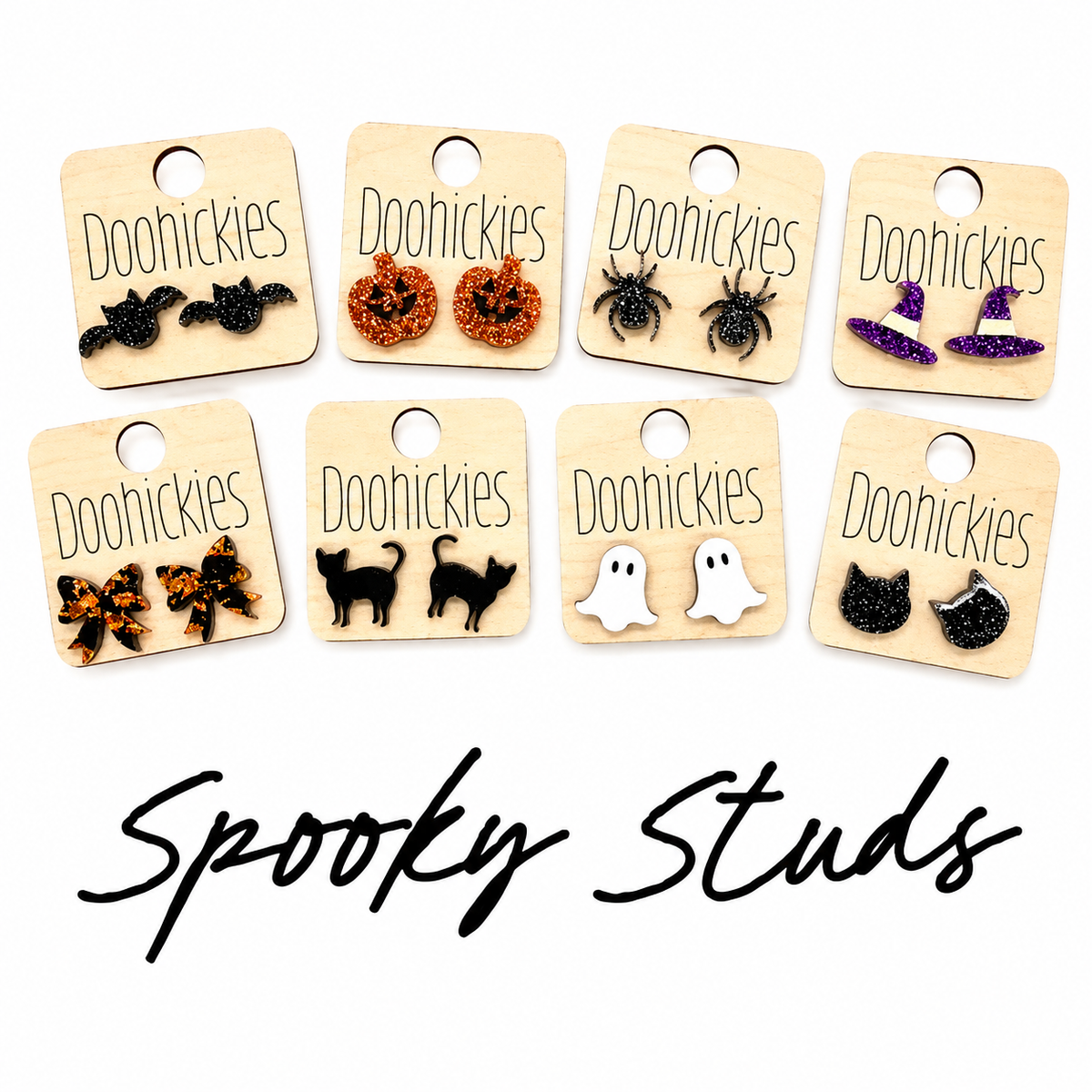 Spooky Studs - Acrylic Halloween Earrings: Ghosts