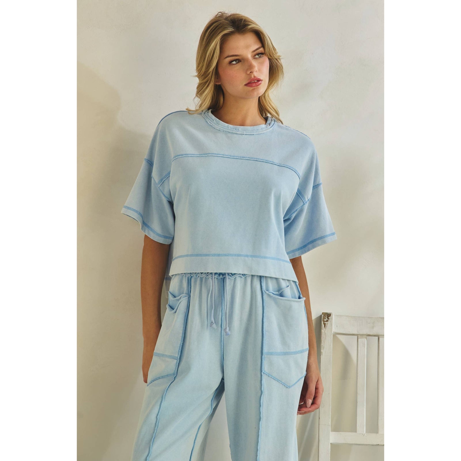 Cropped Easy bottoms: LT Blue