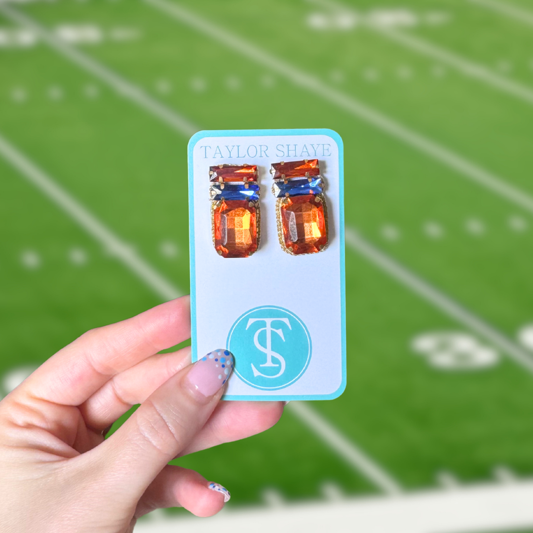Gameday Gem Studs: Orange/Clear