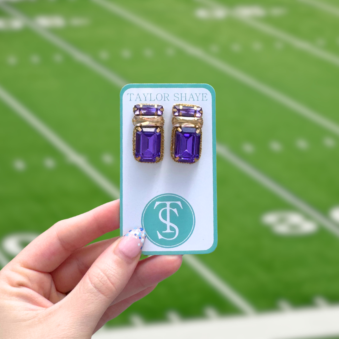 Gameday Gem Studs: Orange/Clear