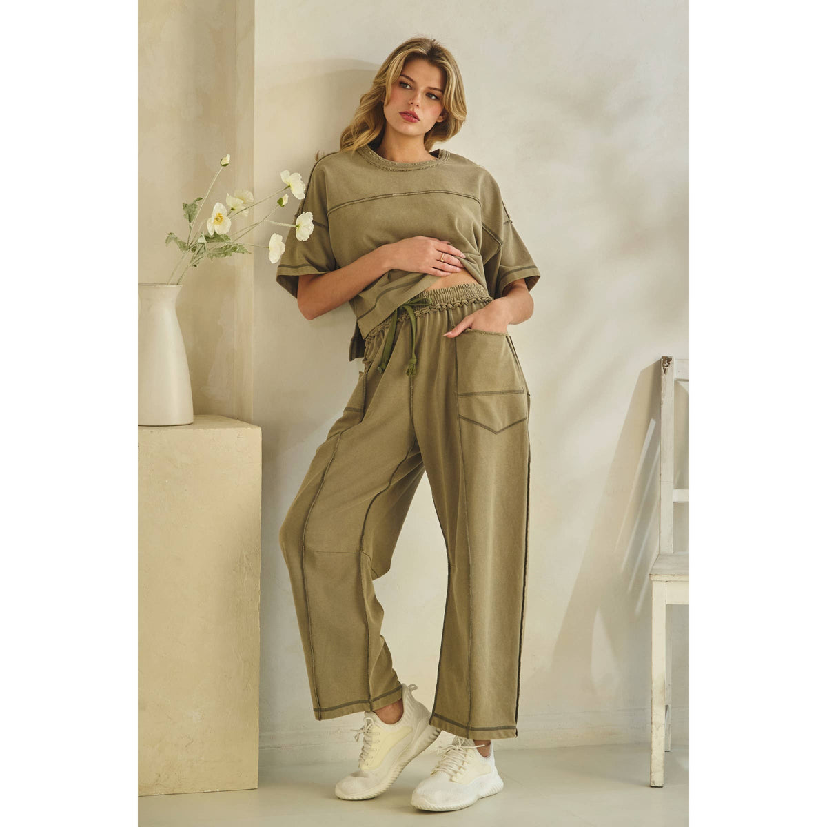 Coral Cropped Easy Top