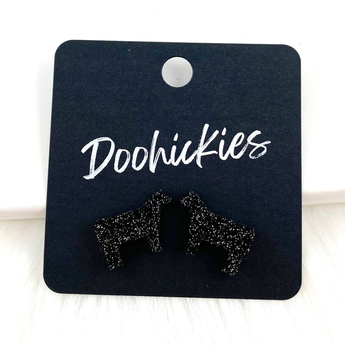 Show Animal Studs - Western Earrings: Black Glitter Cows
