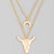 Gold Layered Chain Bull Head Pendant Necklace